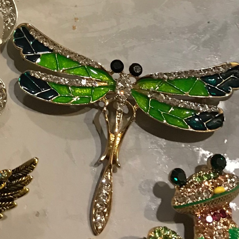 Dragonfly bedazzled brooch